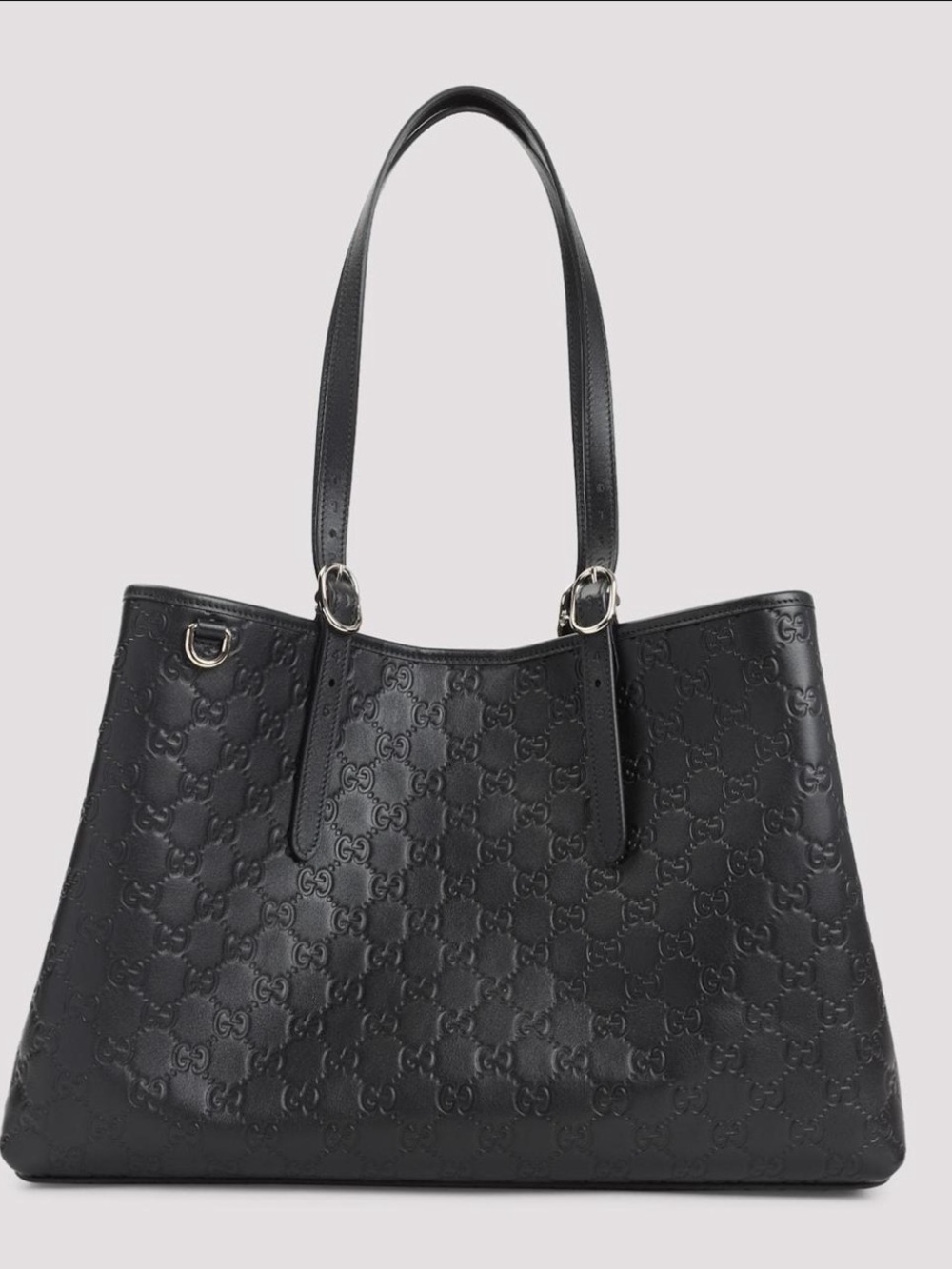 Gucci Black Embossed GG Leather Tote